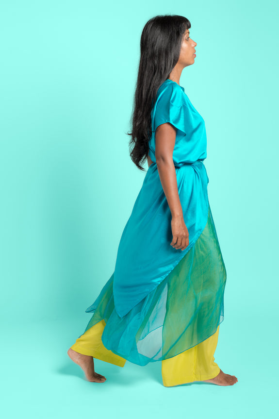 Stephany Silk Deconstructed Top w/ Belt / Organza Shift / Silk Trouser - Republic of Mode