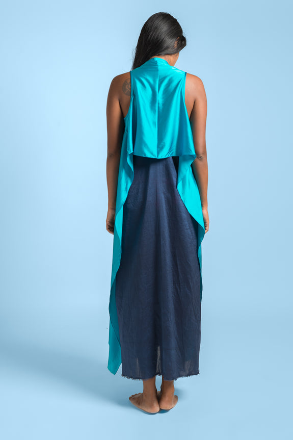 Stephany Silk Long Paneled Jacket w/ Strappy Slip Dress - Republic of Mode
