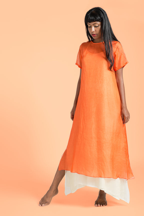 Stephany Silk Dress w/ Layered Slip - Republic of Mode