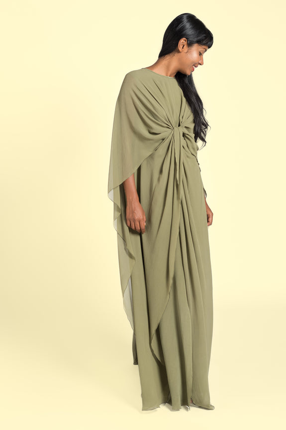 Stephany Silk Front Knot Slim Cut Dress - Republic of Mode