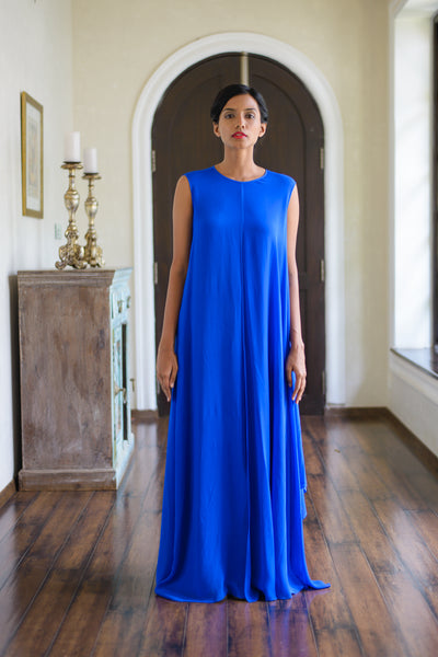 Stephany Silk Panelled Dress w/ Draped Side - Republic of Mode