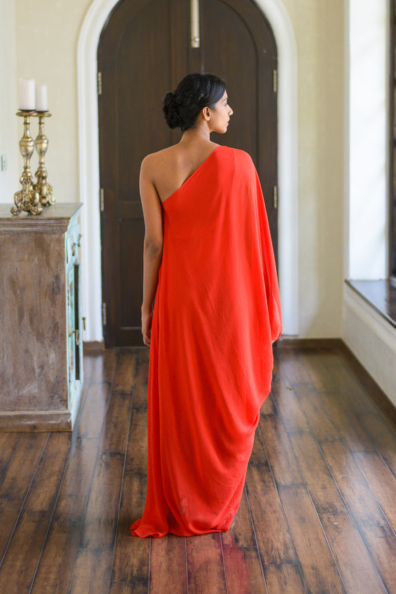 Stephany Silk Draped One Shoulder Dress - Republic of Mode