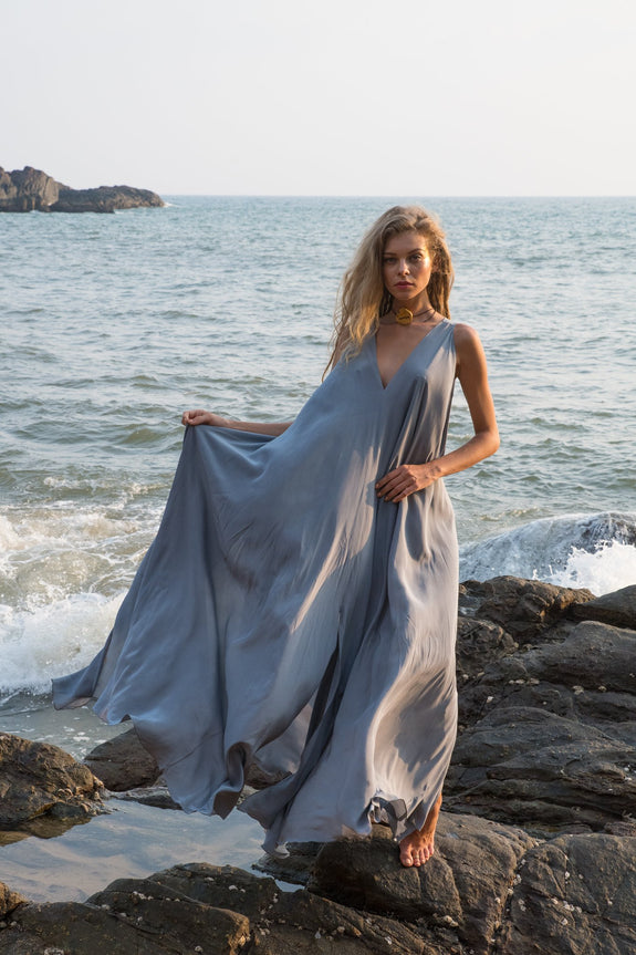 Stephany Low V-Neck Long Dress - Republic of Mode