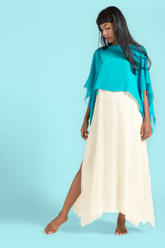 Stephany Silk Slip Dress w/ Boat Neck Top - Republic of Mode
