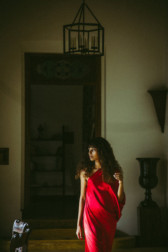 Stephany Silk One Shoulder Dress with Back Strap Detail - Republic of Mode