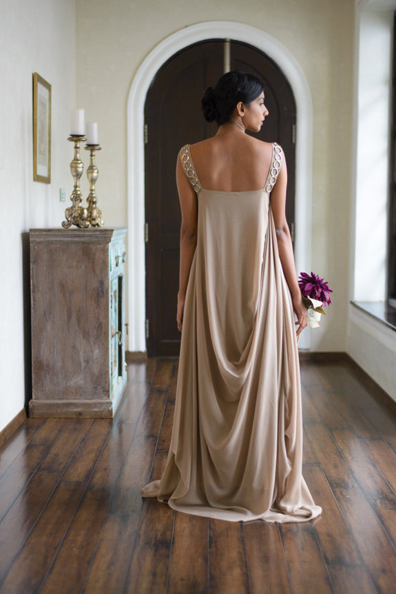 Stephany Silk Back Cowl Dress w/ Keychain Ring Detail - Republic of Mode
