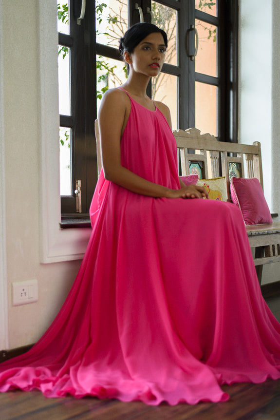 Stephany Silk Back-Pleated Strappy Draped Dress - Republic of Mode