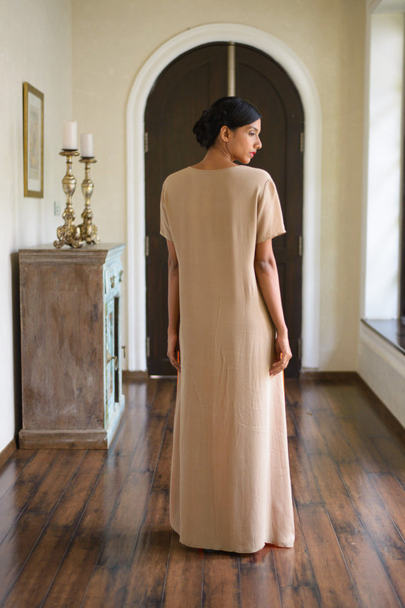 Stephany Silk Color-Block Long Shift Dress - Republic of Mode