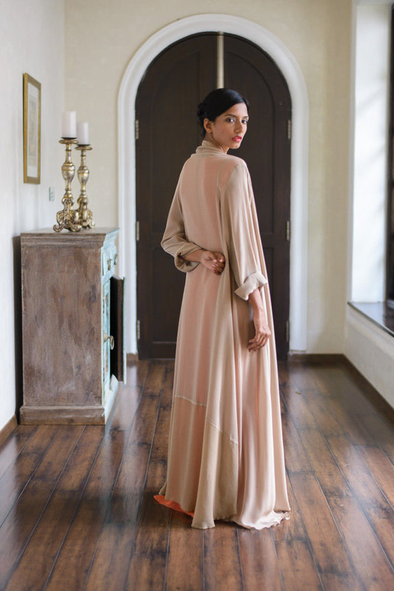 Stephany Silk Sleeved Jacket w/ Color-Block Long Shift Dress - Republic of Mode