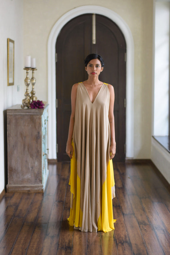 Stephany Silk Layered Color-Block Dress - Republic of Mode