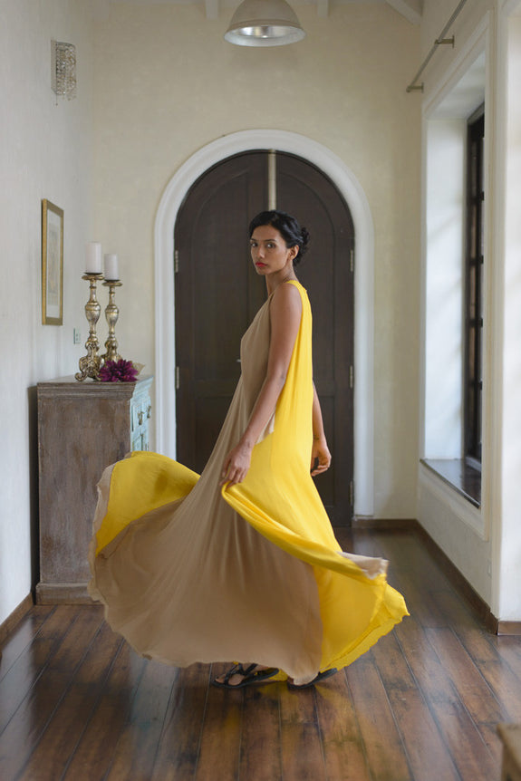 Stephany Silk Layered Color-Block Dress - Republic of Mode
