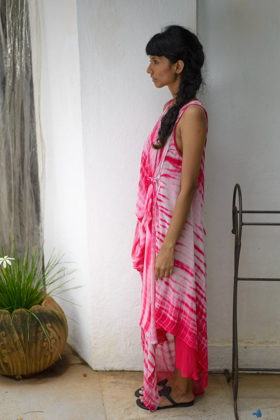 Stephany Silk Sleeveless Tie Dye Dress w/ Knot Detail - Republic of Mode