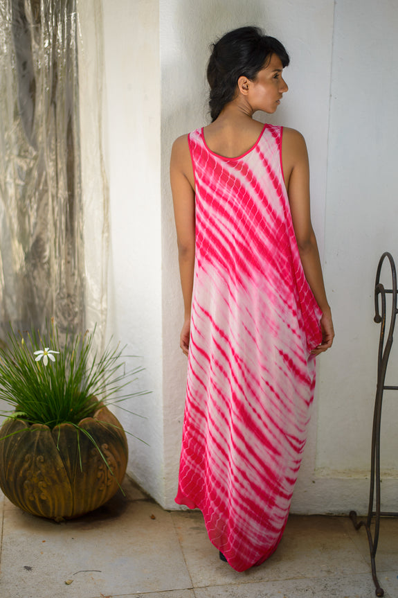 Stephany Silk Sleeveless Tie Dye Dress w/ Knot Detail - Republic of Mode