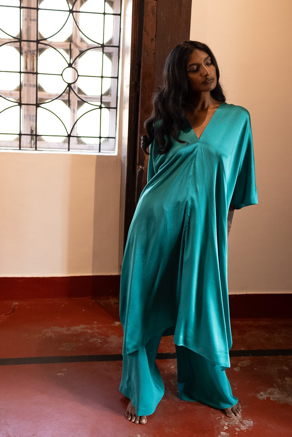 Stephany Silk Tie-up Kaftan Set - Republic of Mode