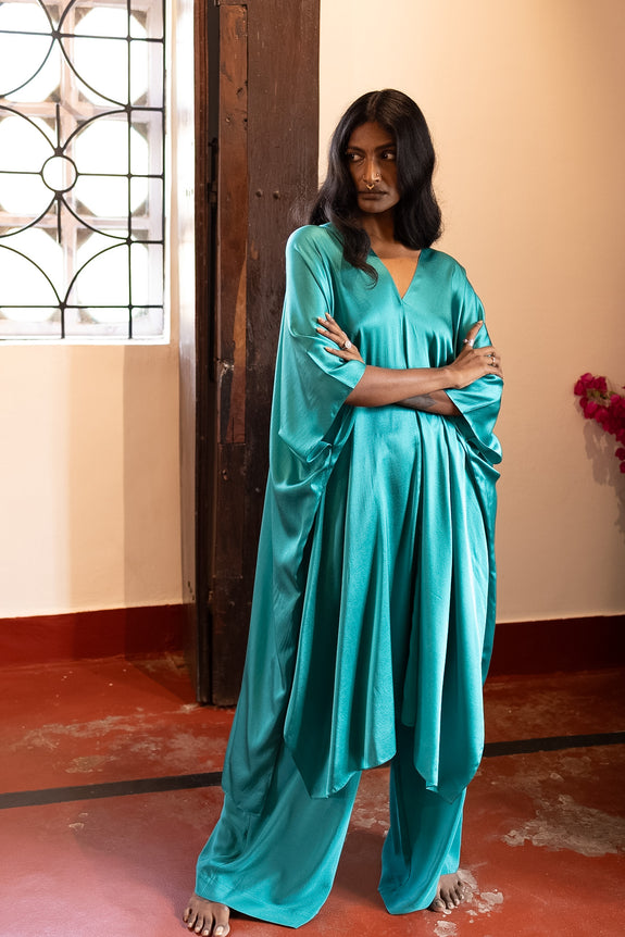 Stephany Silk Tie-up Kaftan Set - Republic of Mode