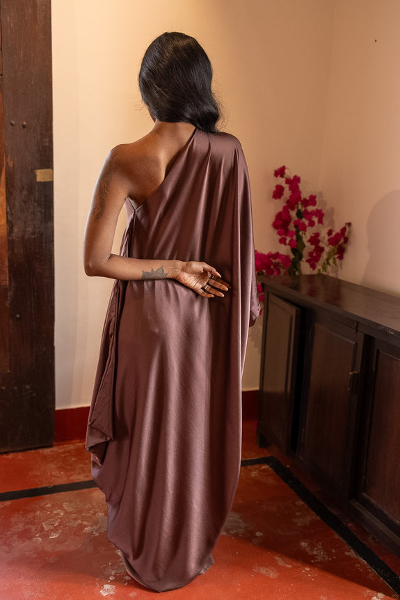 Stephany Silk Draped One Shoulder Set - Republic of Mode