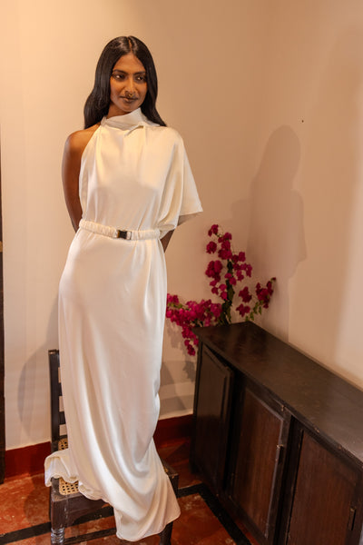 Stephany Silk Layered One Shoulder Dress - Republic of Mode