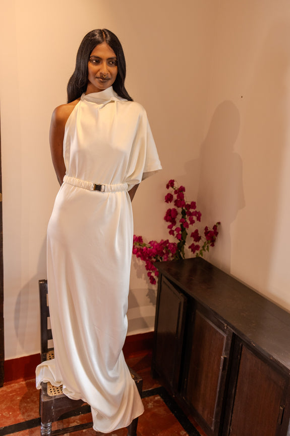 Stephany Silk Layered One Shoulder Dress - Republic of Mode