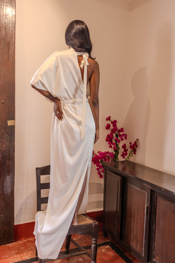 Stephany Silk Layered One Shoulder Dress - Republic of Mode
