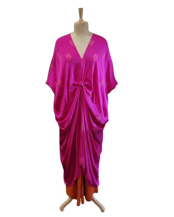 Silk Knotted Tiedye Kaftan Set