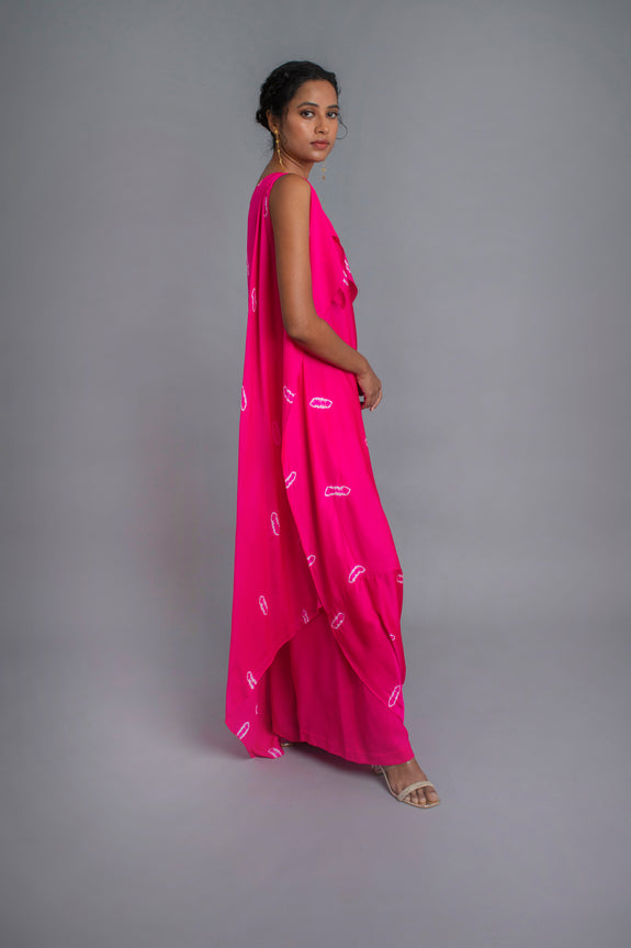 Stephany Silk One Shoulder Tie-dye Draped Dress Set - Republic of Mode
