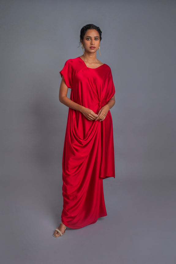 Stephany Silk Dress with Knot Detail - Republic of Mode