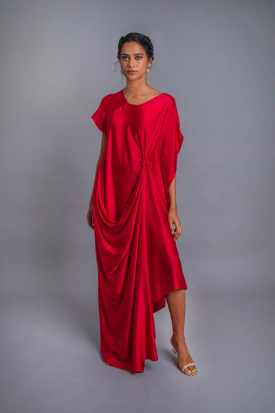 Stephany Silk Dress with Knot Detail - Republic of Mode