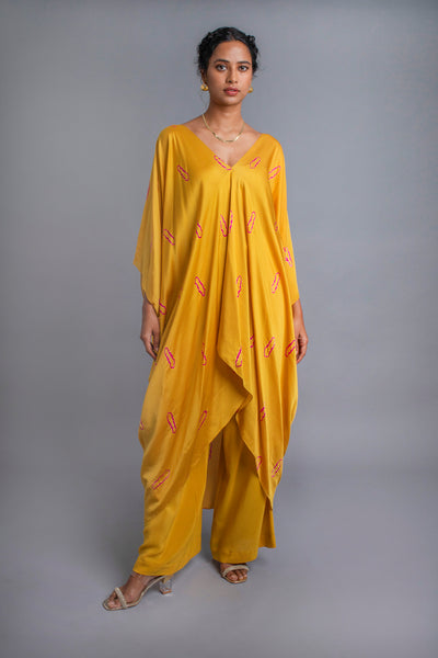 Stephany Silk Tie-dye Draped Kaftan Set - Republic of Mode