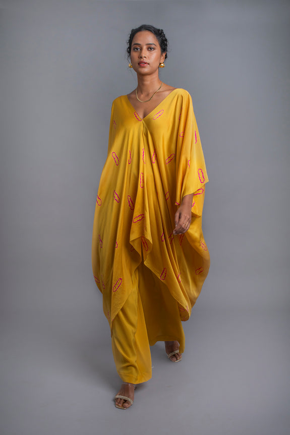 Stephany Silk Tie-dye Draped Kaftan Set - Republic of Mode