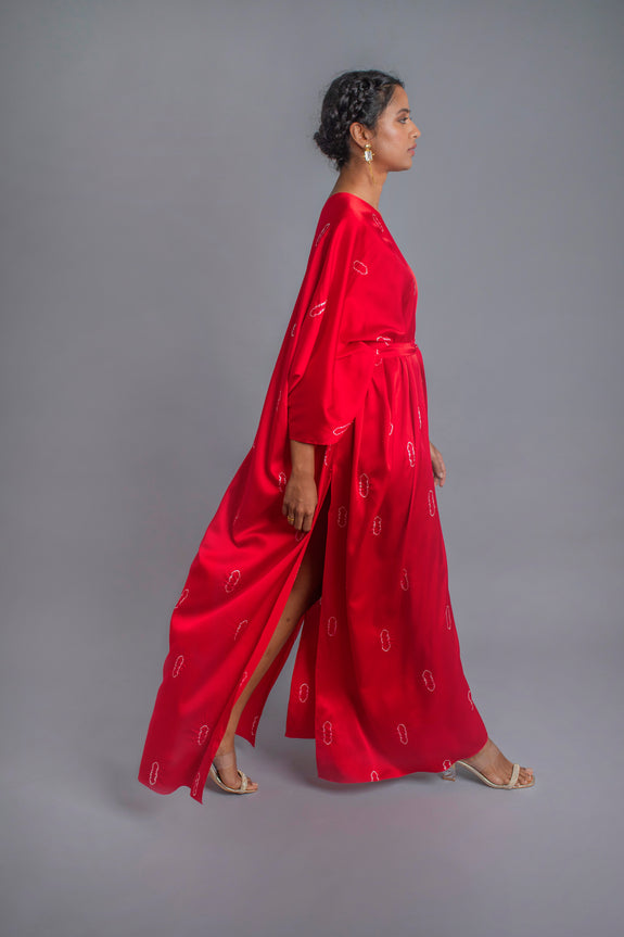 Stephany Silk Wrap Style Tie-dye One Shoulder Dress - Republic of Mode
