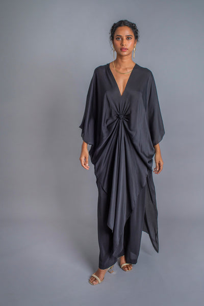 Stephany Silk V-Neck Knot Kaftan Set - Republic of Mode