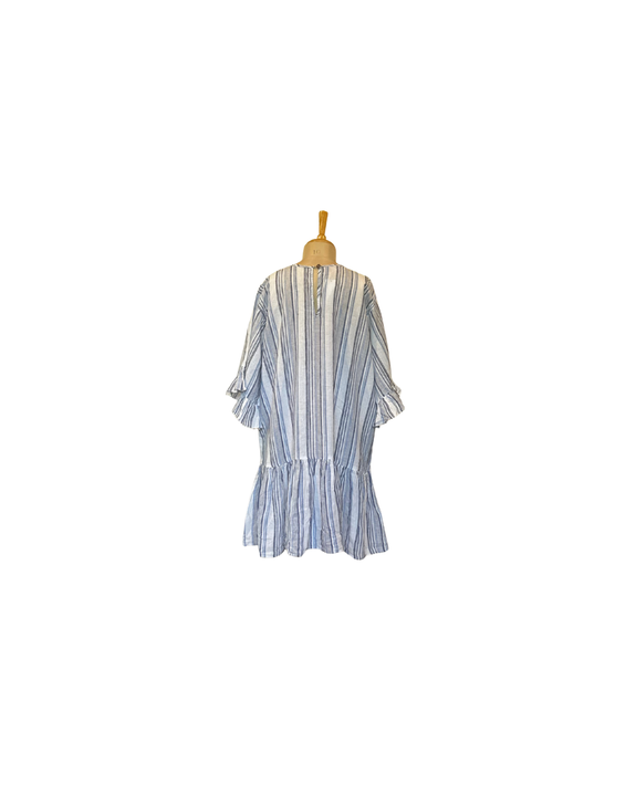 Stephany Linen Striped Drop Hem Dress - Republic of Mode