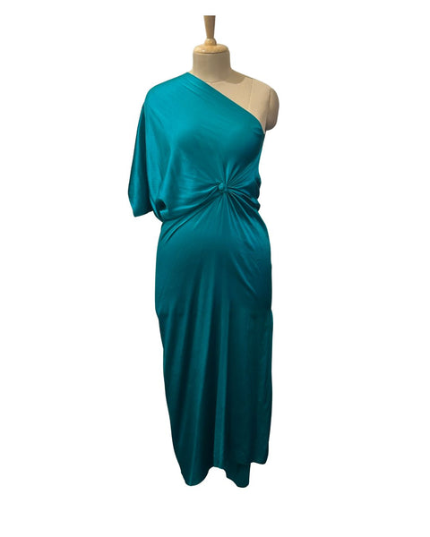 Stephany Silk Knotted One Shoulder Dress - Republic of Mode