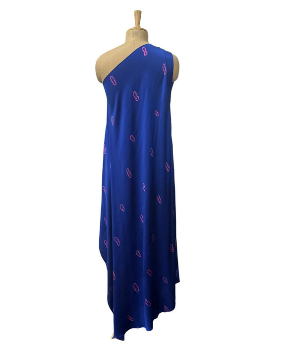 Silk Tiedye One Shoulder Dress