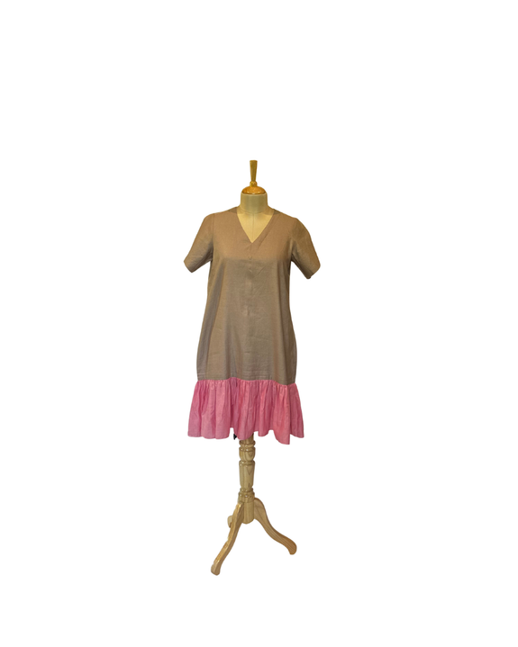 Stephany Linen A-line Ruffled Hem Dress - Republic of Mode