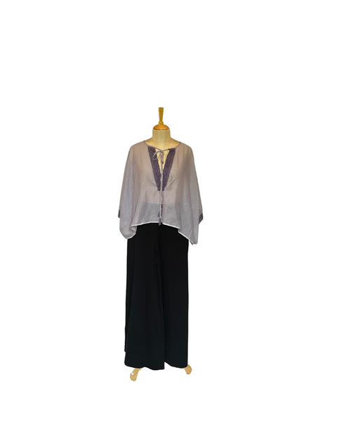 Stephany Cotton Kaftan Top w/ Embroidered Trim - Republic of Mode