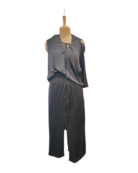 Silk Front Tieup Elasticated Dress