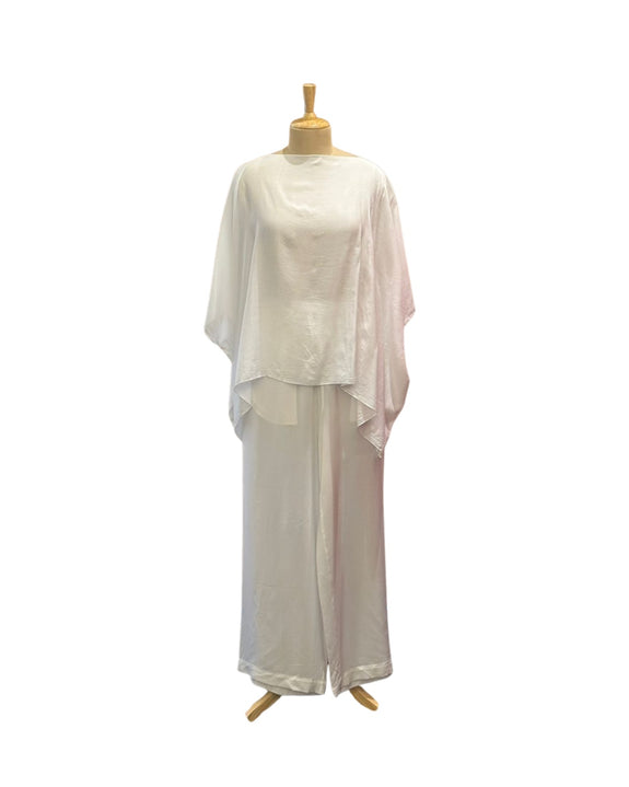 Cotton Silk Boat Neck Set