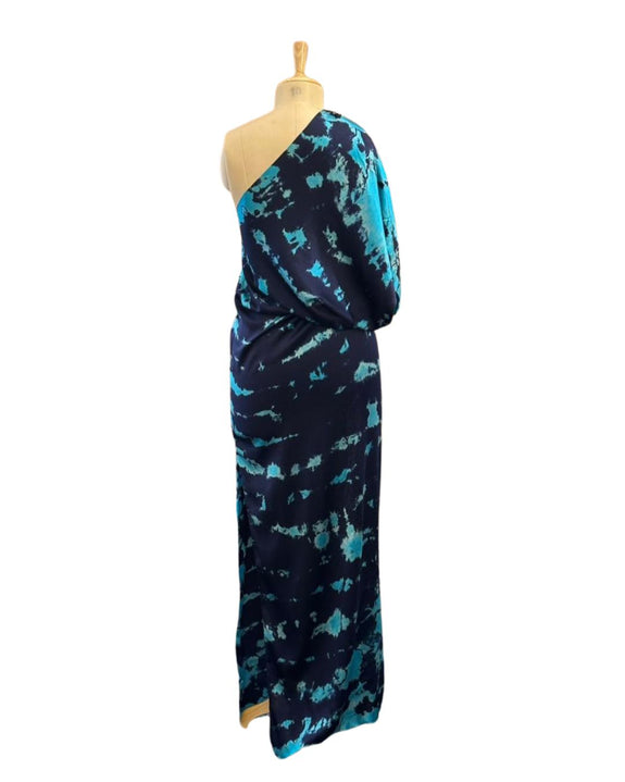 Silk Knotted One Shoulder Tiedye Dress