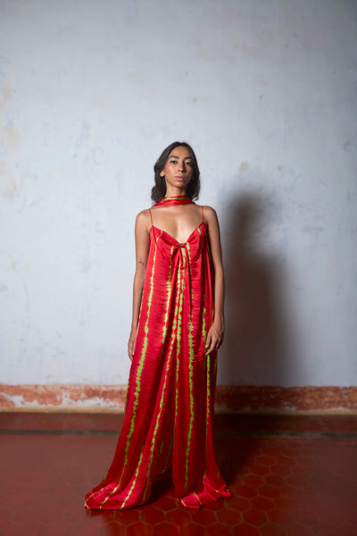 Stephany Silk Strappy Leheriya Dress - Republic of Mode