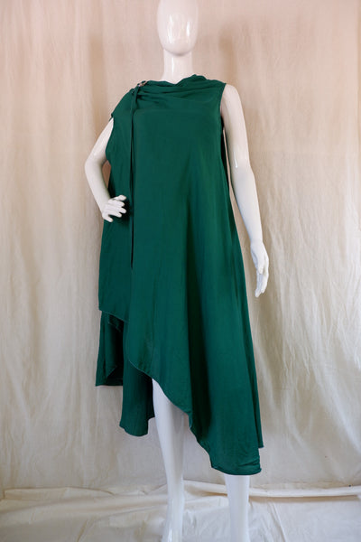 Stephany Cotton Cowl Neck Draped Dress w/ Keychain Detail - Republic of Mode
