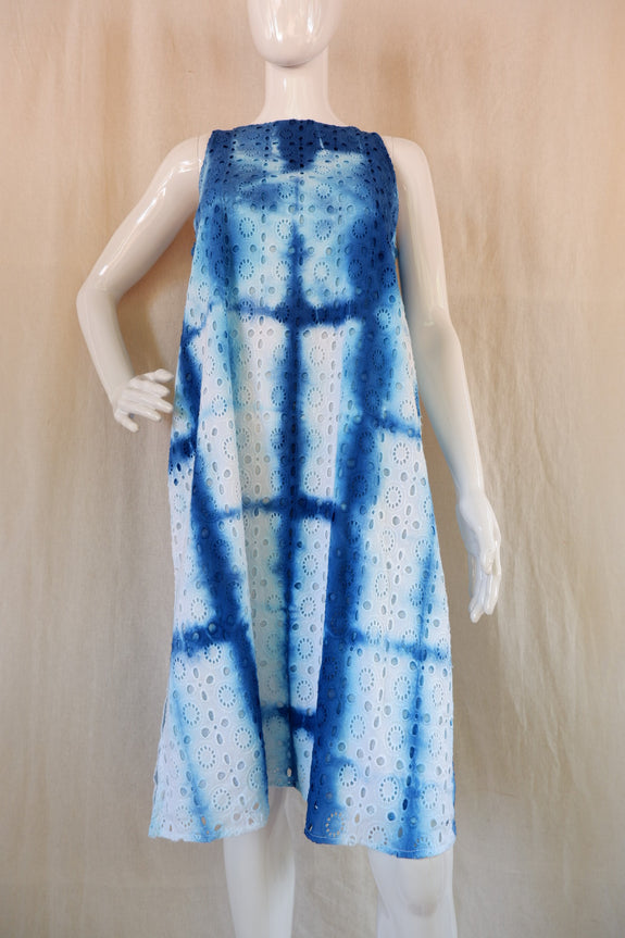 Stephany Cotton Fold-Dye Sleeveless Eyelet Dress - Republic of Mode