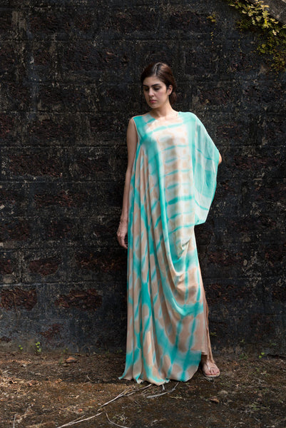 Stephany Silk Fold-Dye Draped Maxi Dress - Republic of Mode