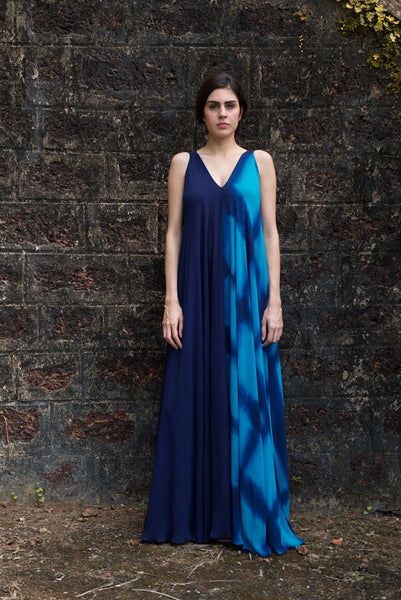 Stephany Silk Fold-Dye V-Neck Maxi Dress - Republic of Mode