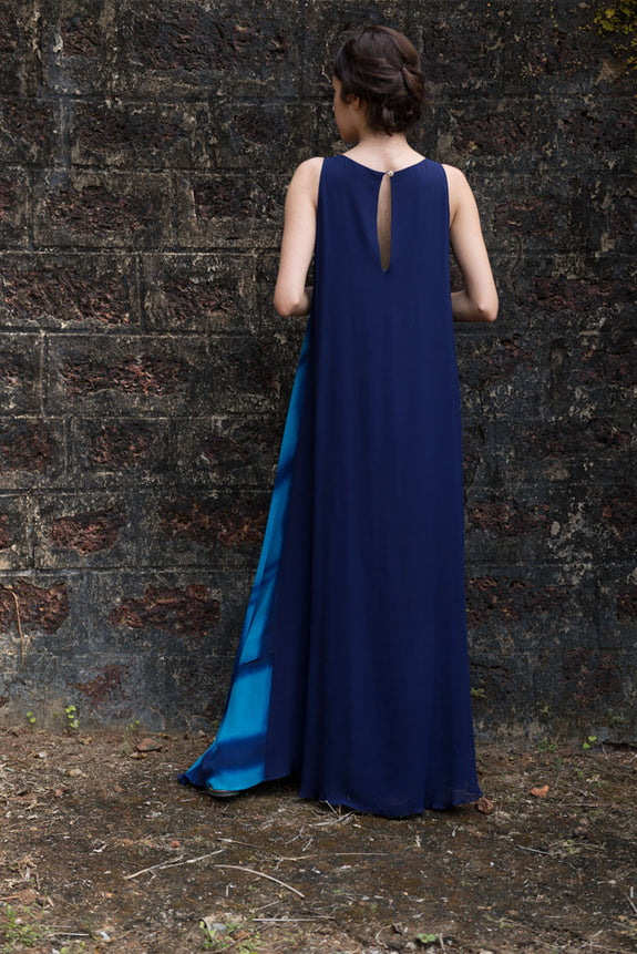 Stephany Silk Fold-Dye V-Neck Maxi Dress - Republic of Mode