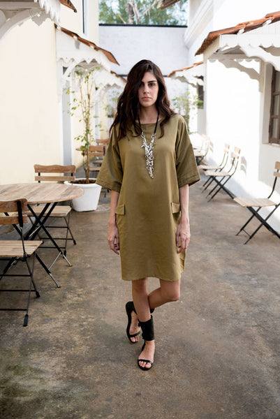Creamoda Roll-Up Sleeve Dress - Republic of Mode