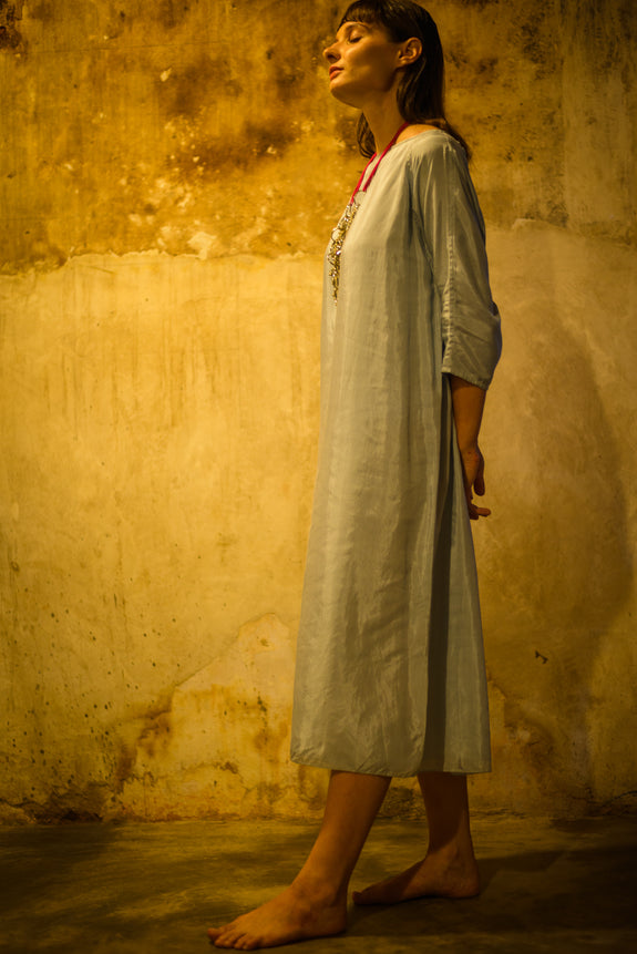 Stephany Cotton Silk Boat Neck Tunic Dress - Republic of Mode