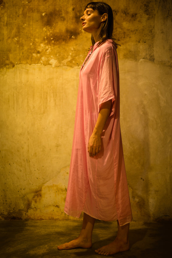 Stephany Cotton Silk Kurta Collared Easy Dress - Republic of Mode