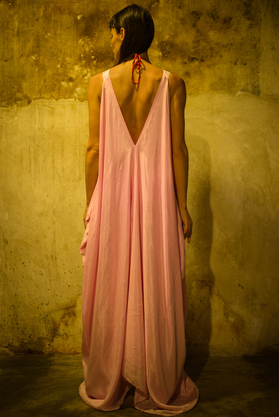 Stephany Cotton Silk Draped Low Back Dress - Republic of Mode