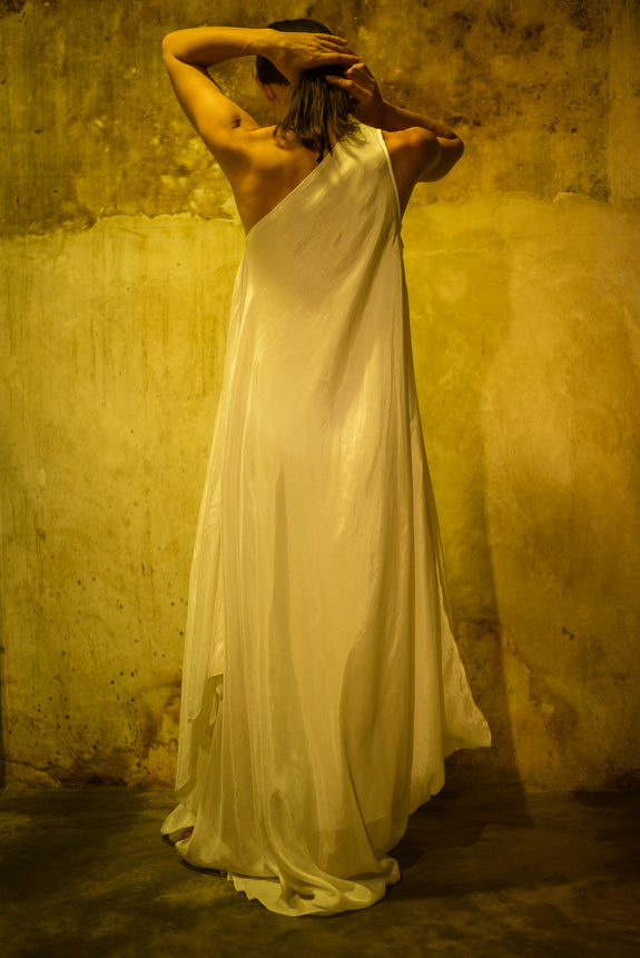 Stephany Cotton Silk Paneled One Shoulder Dress - Republic of Mode